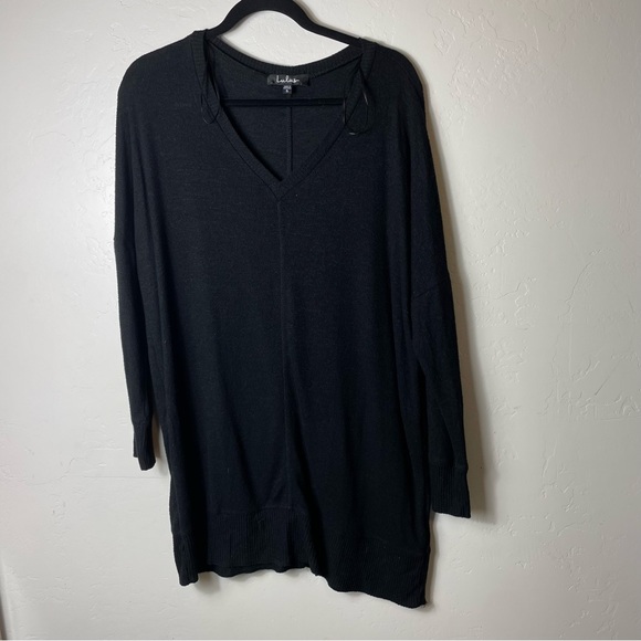 Lulus Womens V Neck Sweatshirt Oversized Tunic Black Size Small - Picture 1 of 4